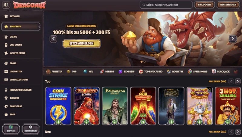 Trouvez votre Bonus sans Dépôt à Dragonia Casino en Ligne Francophone.